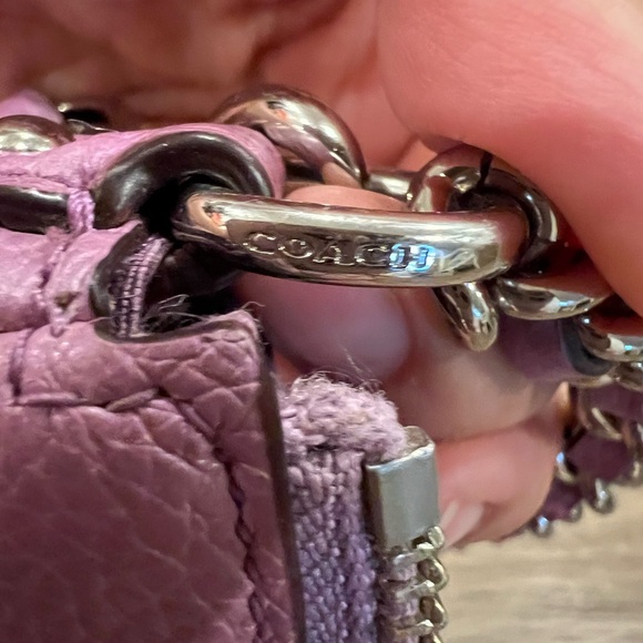 Coach Pebble Leather Carrie Pink Metallic Crossbody Bag - Picture 11 of 16